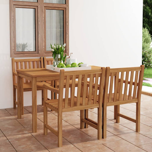 Set da pranzo da giardino 5 pz 140x80 cm in legno massello di teak | homemem39