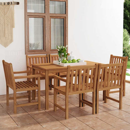 Set da pranzo da giardino 7 pz 140x80 cm in legno massello di teak | homemem39