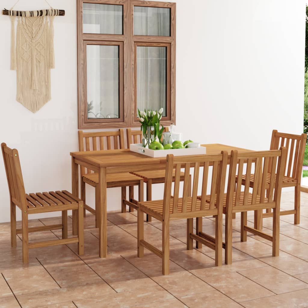 Set da pranzo da giardino 7 pz 160x80 cm in legno massello di teak
