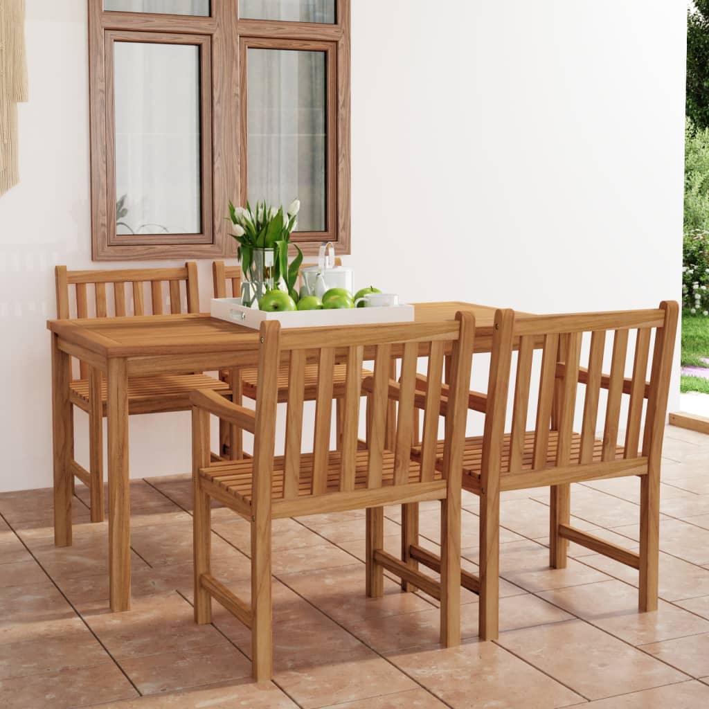 Set da Pranzo per Esterni 5 pz in Legno Massello di Teak