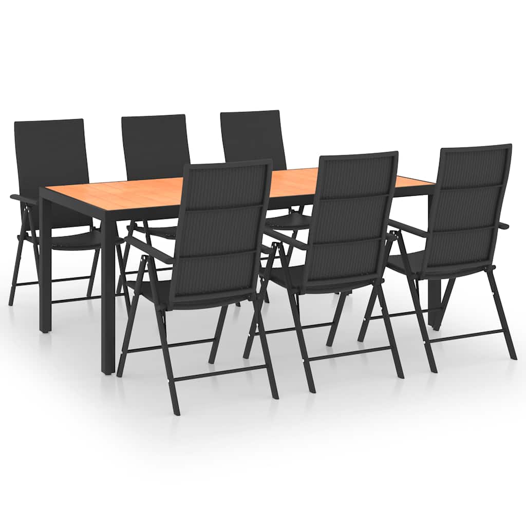 Set da Pranzo da Giardino 7 pz Nero e Marrone | homemem39
