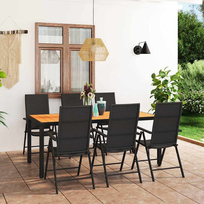 Set da Pranzo da Giardino 7 pz Nero e Marrone | homemem39