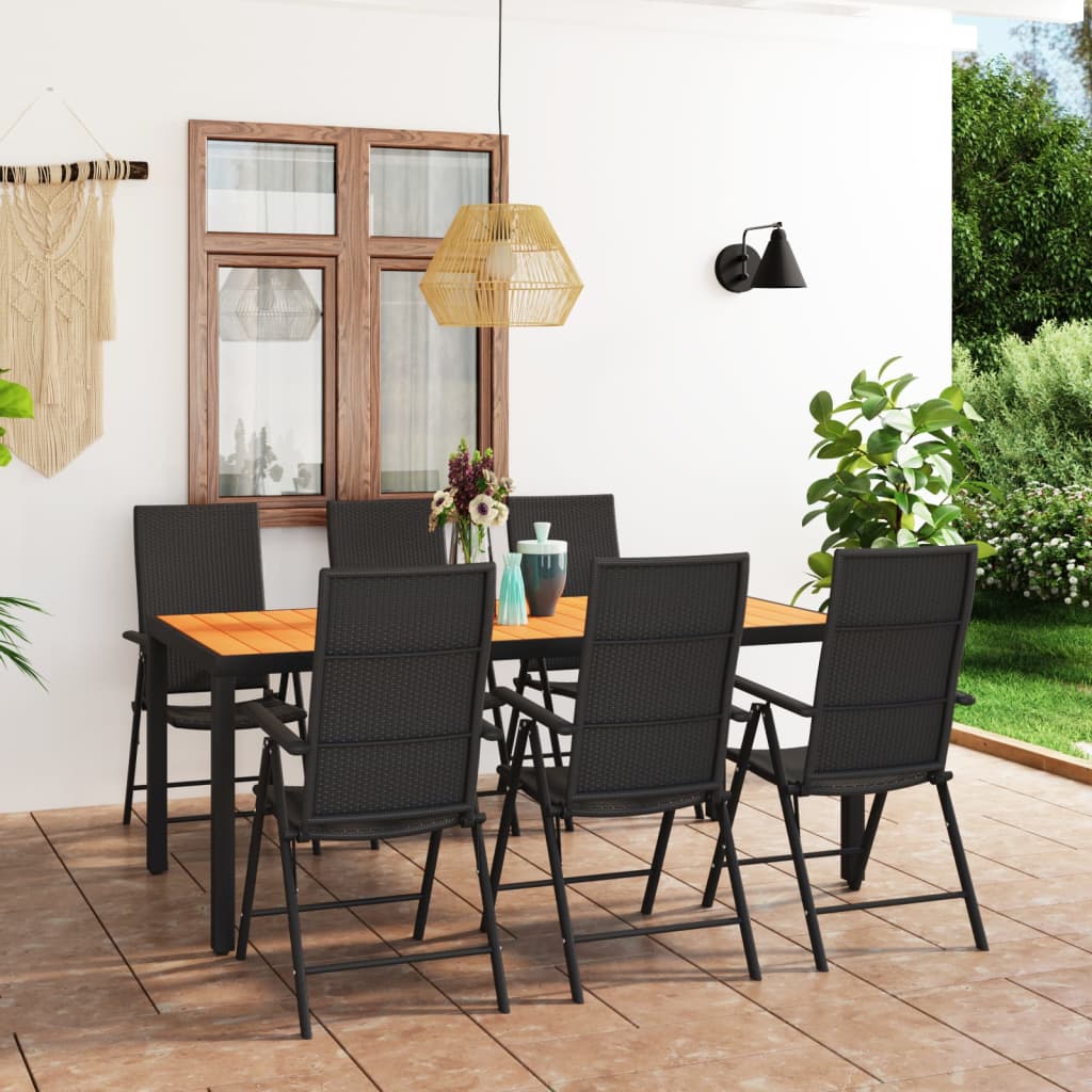 Set da Pranzo da Giardino 7 pz Nero e Marrone - homemem39