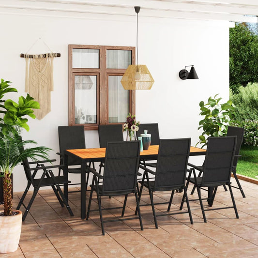 Set da Pranzo da Giardino 9 pz Nero e Marrone - homemem39