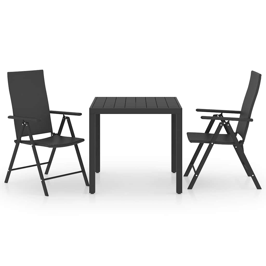 Set da Pranzo da Giardino 3 pz Nero | homemem39