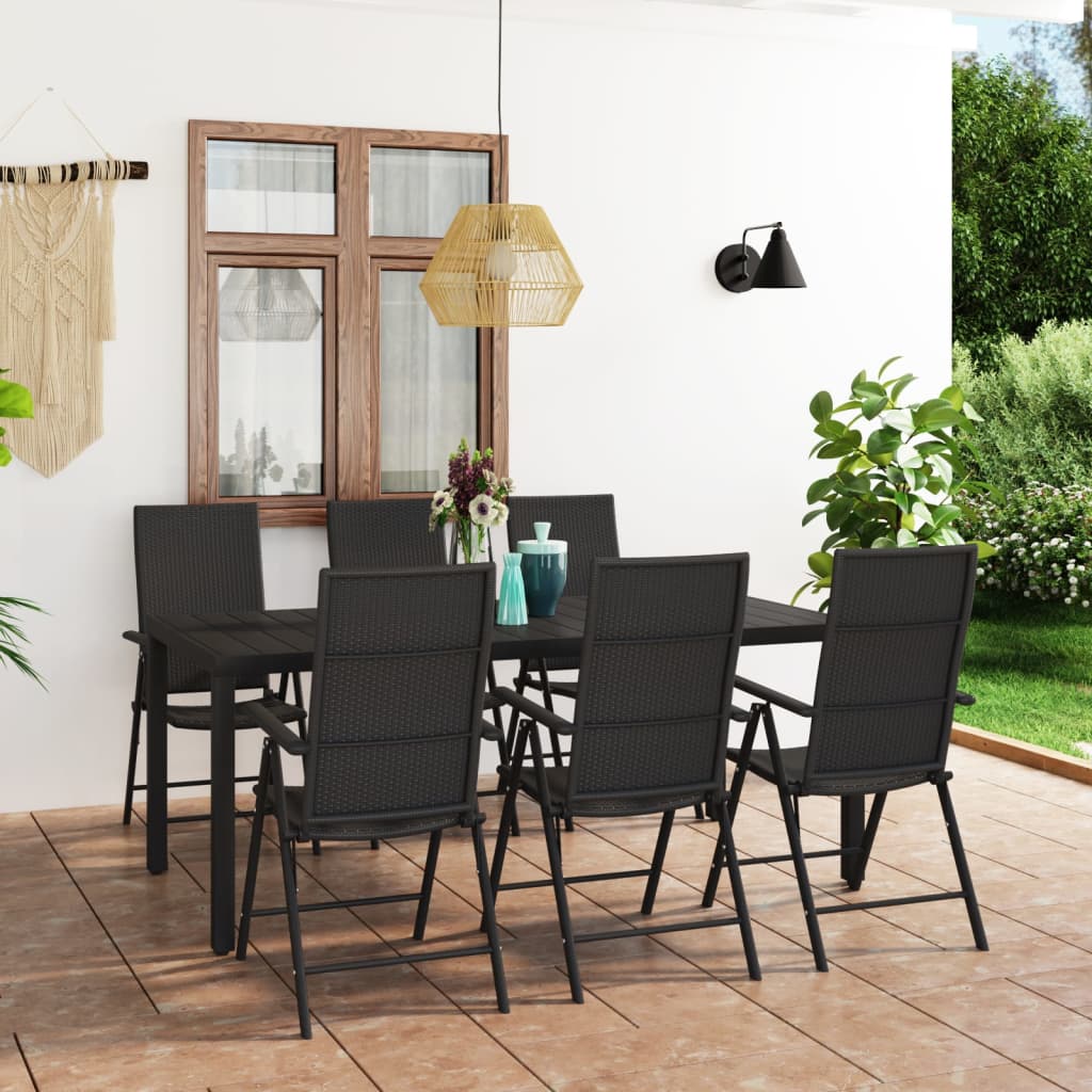 Set da Pranzo da Giardino 7 pz Nero - homemem39