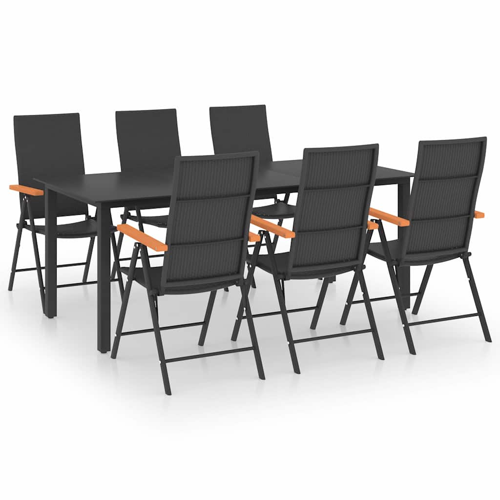 Set da Pranzo da Giardino 7 pz Nero e Marrone | homemem39