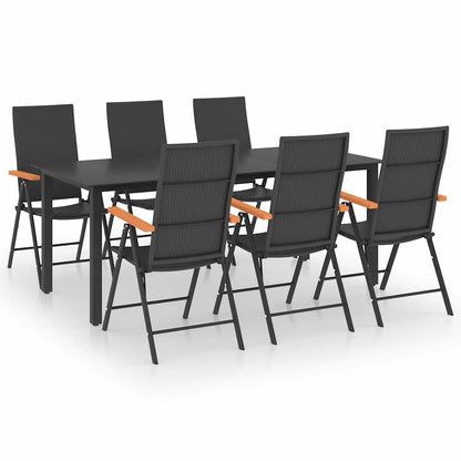 Set da Pranzo da Giardino 7 pz Nero e Marrone | homemem39