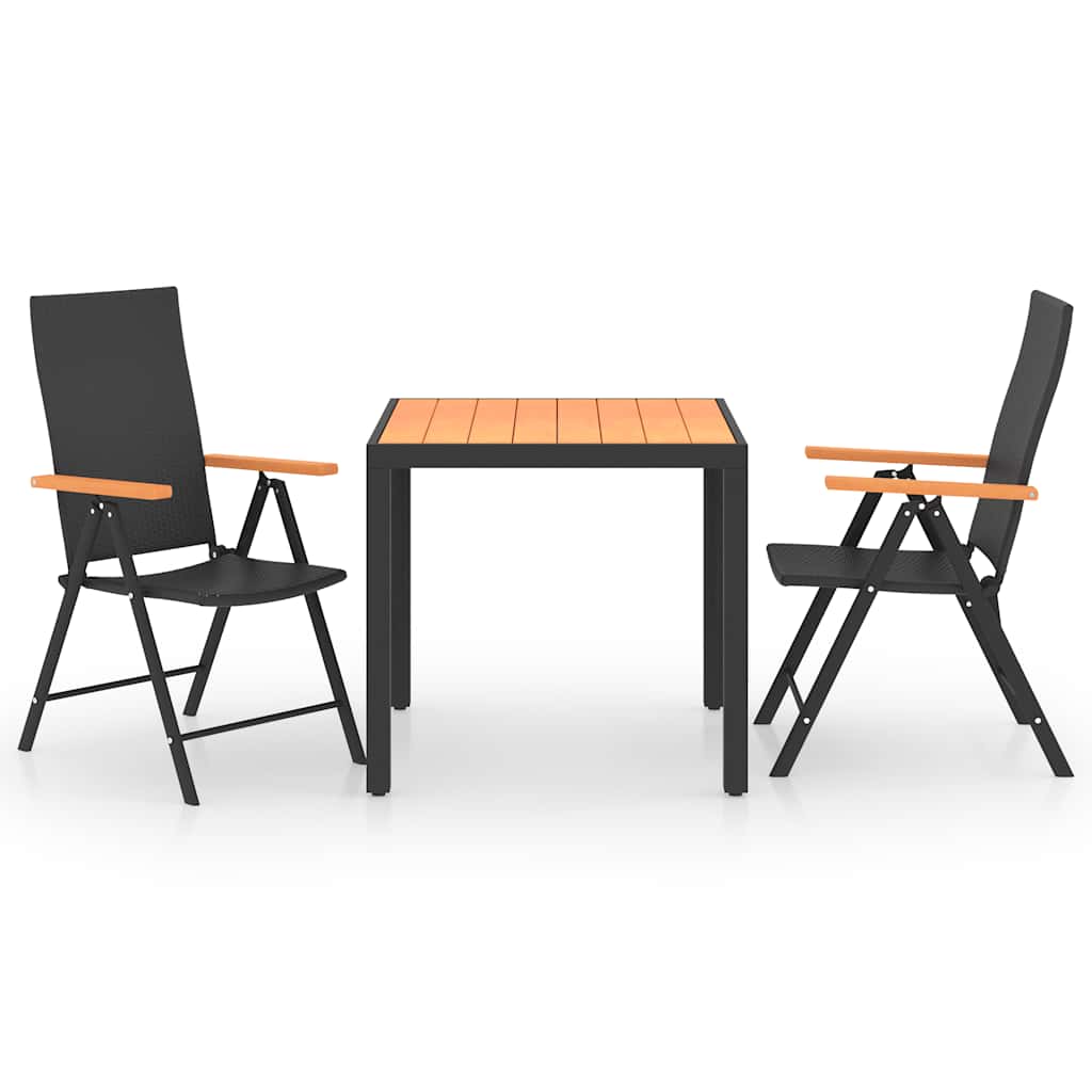 Set da Pranzo da Giardino 3 pz Nero e Marrone | homemem39