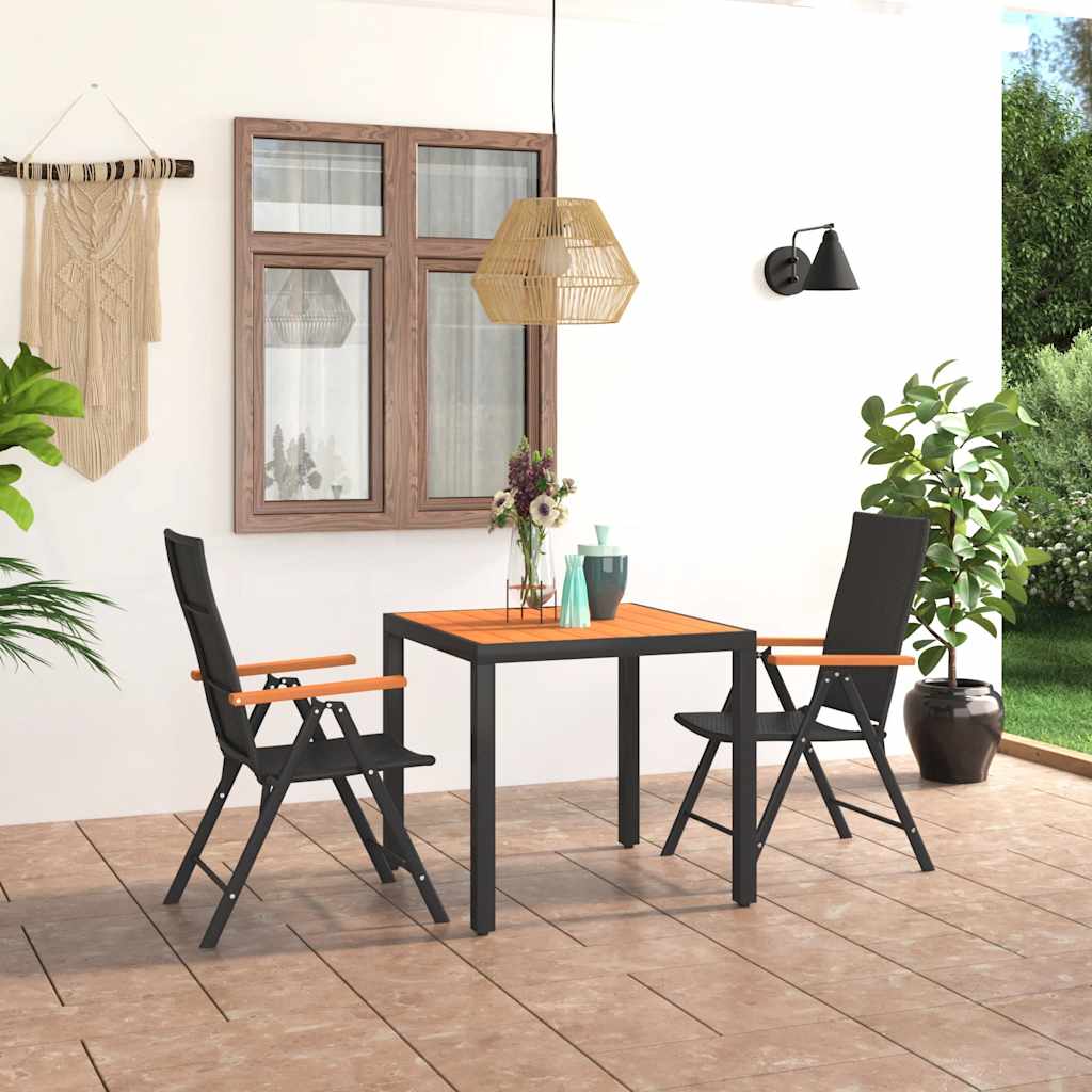 Set da Pranzo da Giardino 3 pz Nero e Marrone | homemem39