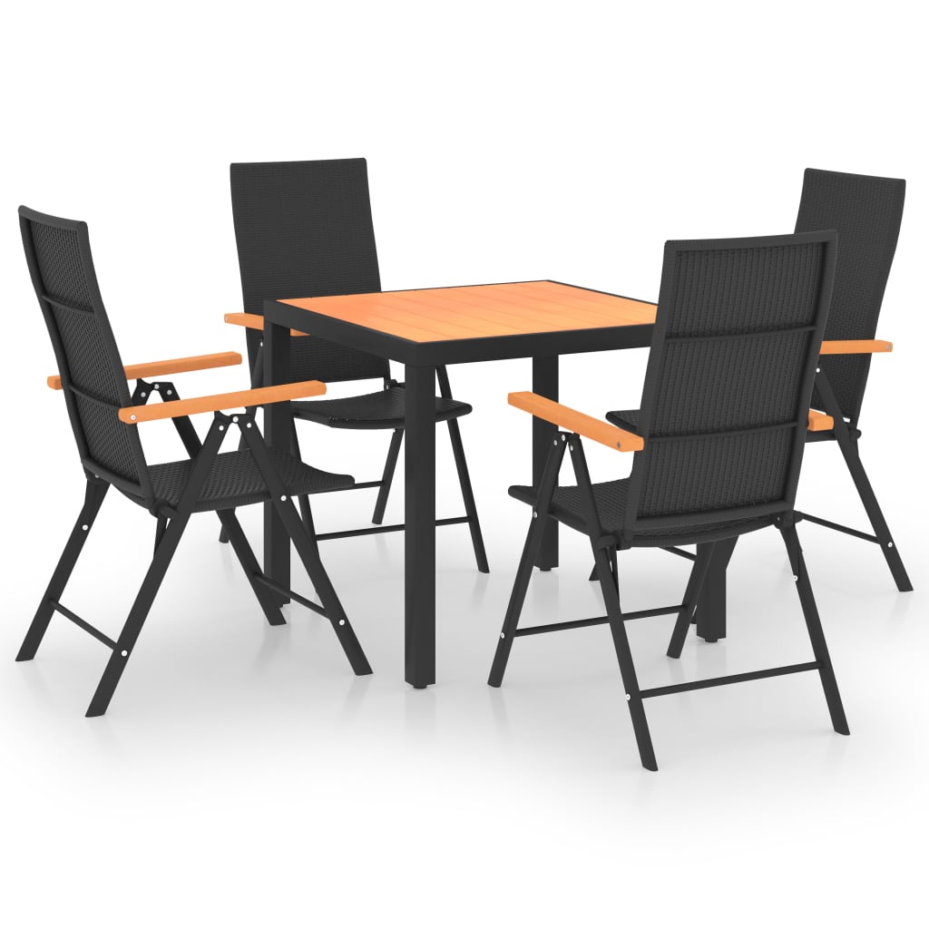 Set da Pranzo da Giardino 5 pz Nero e Marrone | homemem39