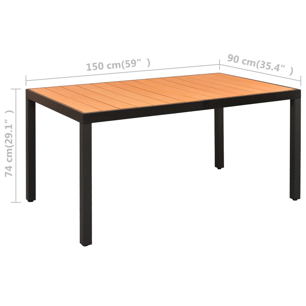 Set da Pranzo da Giardino 7 pz Nero e Marrone | homemem39