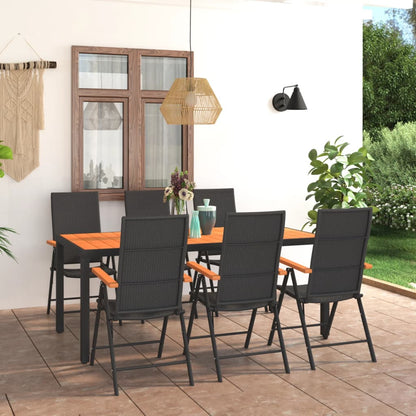 Set da Pranzo da Giardino 7 pz Nero e Marrone - homemem39
