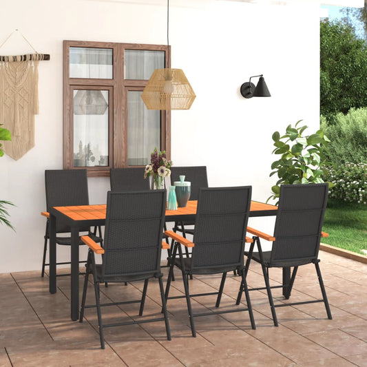 Set da Pranzo da Giardino 7 pz Nero e Marrone - homemem39