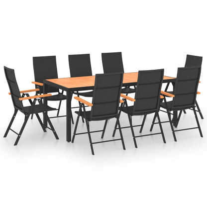 Set da Pranzo da Giardino 9 pz Nero e Marrone | homemem39