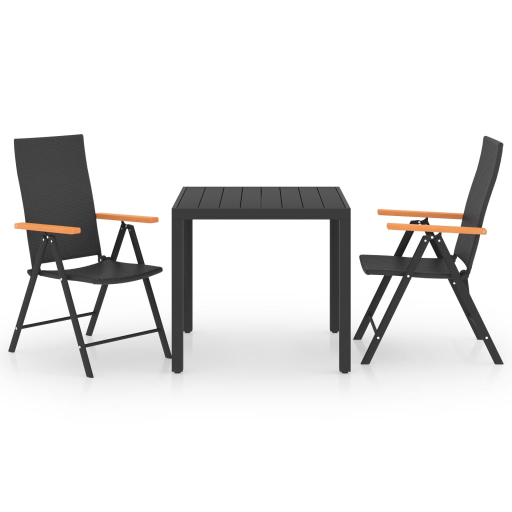 Set da Pranzo da Giardino 3 pz Nero e Marrone | homemem39