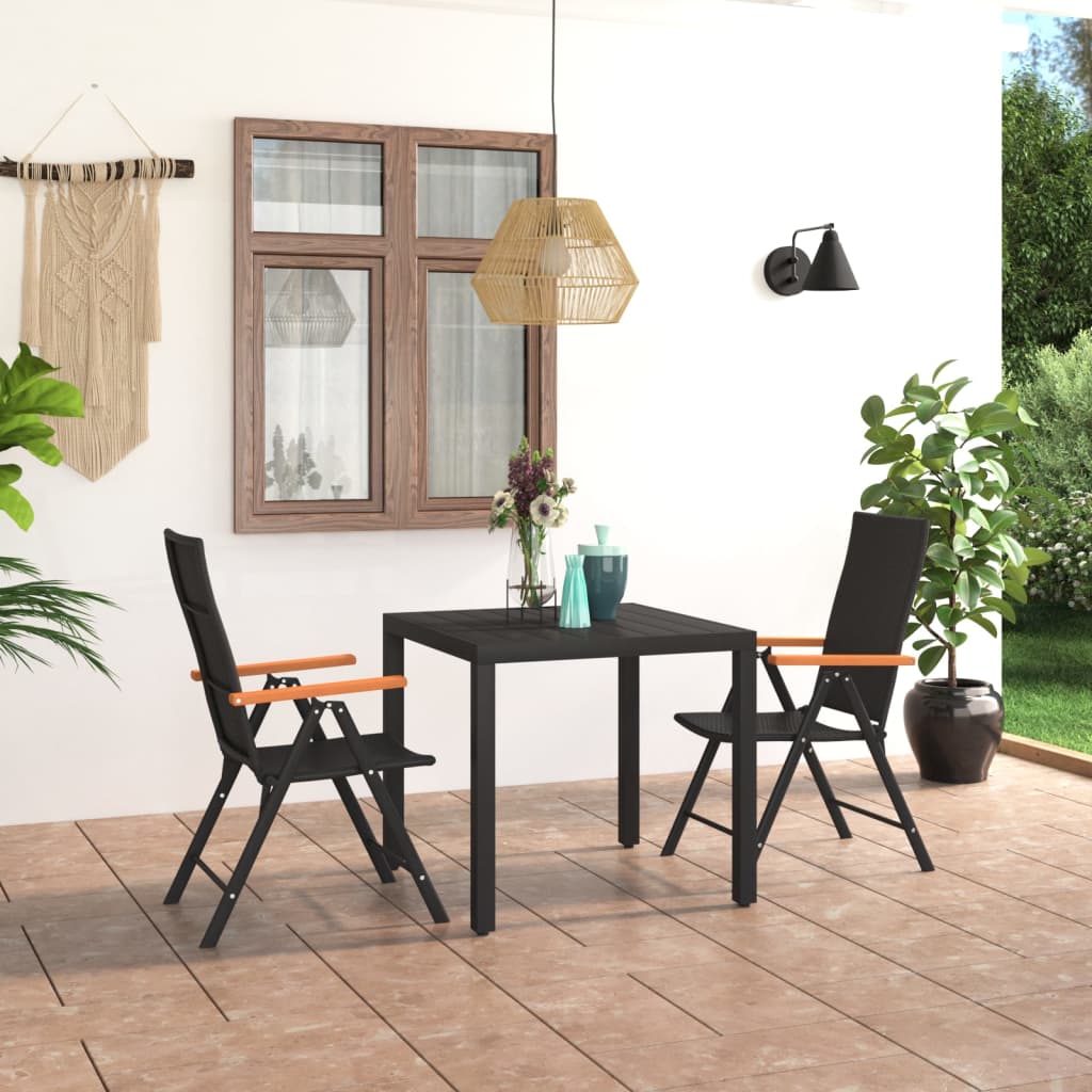 Set da Pranzo da Giardino 3 pz Nero e Marrone | homemem39
