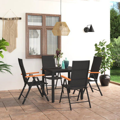 Set da Pranzo da Giardino 5 pz Nero e Marrone - homemem39