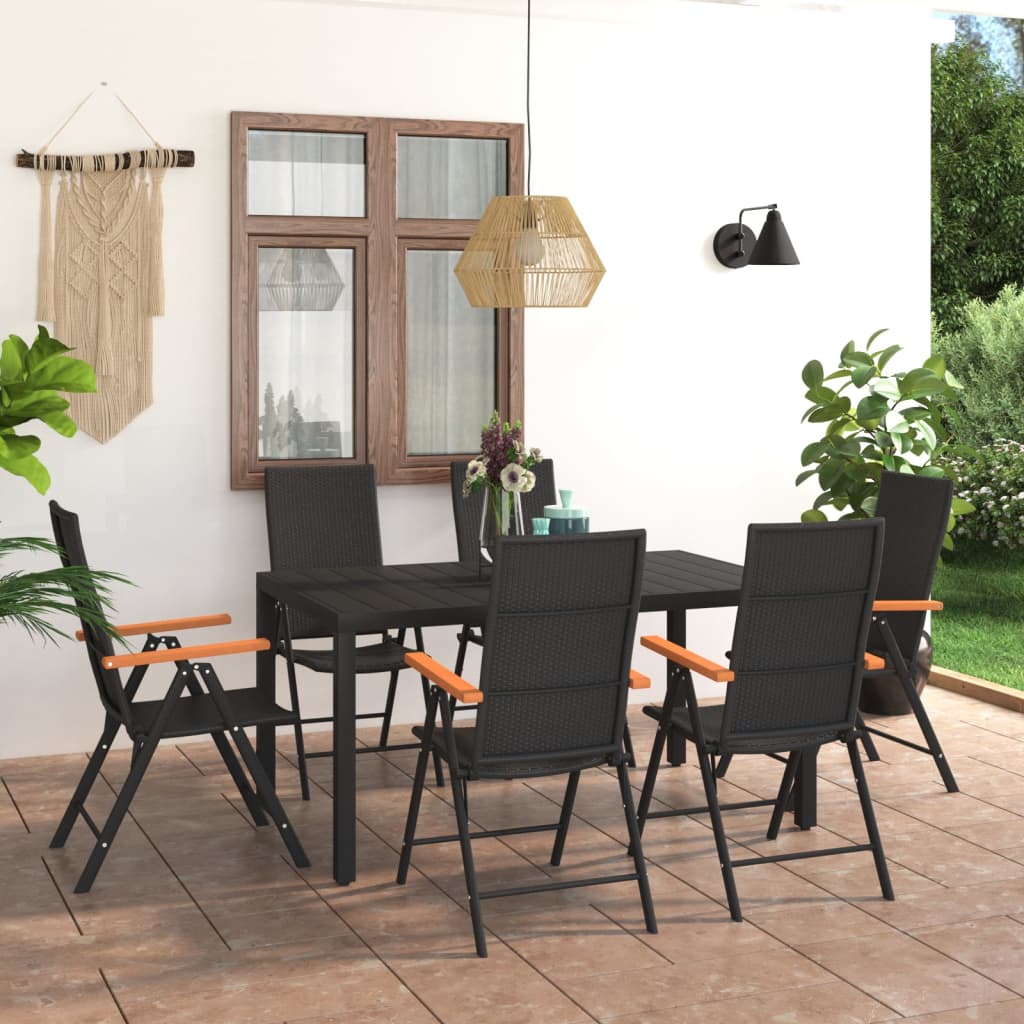 Set da Pranzo da Giardino 7 pz Nero e Marrone - homemem39