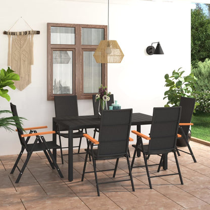 Set da Pranzo da Giardino 7 pz Nero e Marrone - homemem39