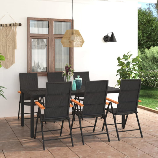 Set da Pranzo da Giardino 7 pz Nero e Marrone - homemem39
