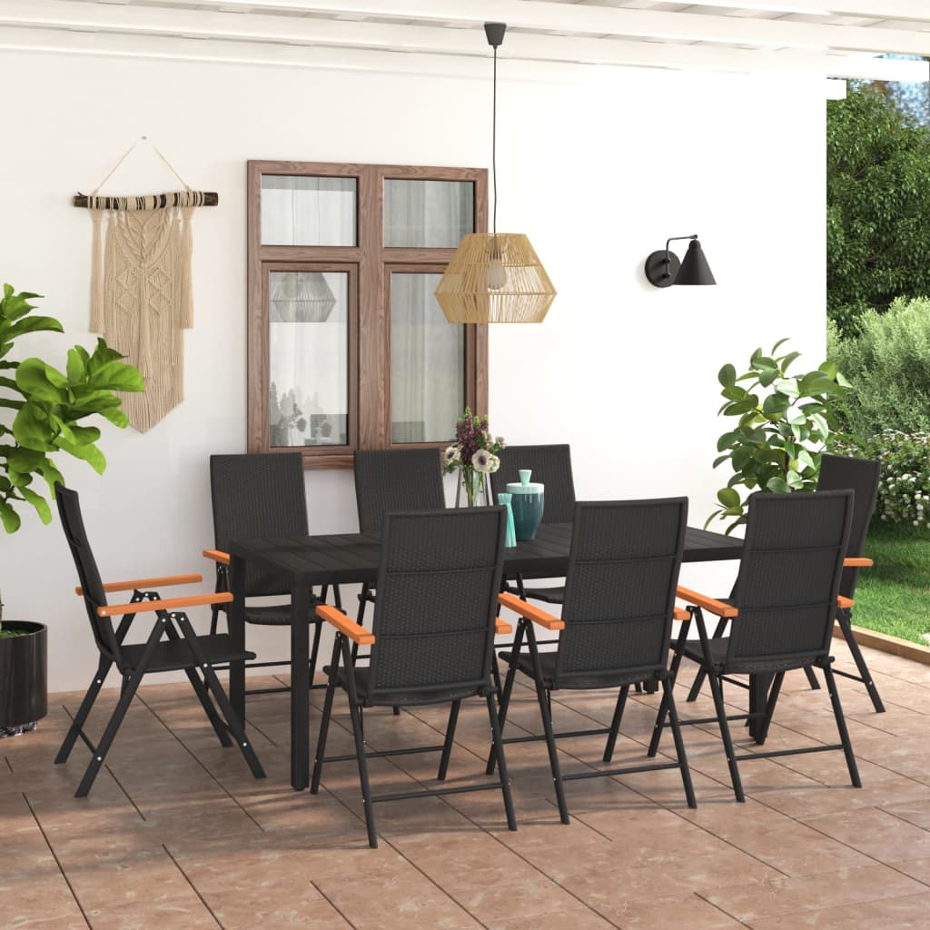 Set da Pranzo da Giardino 9 pz Nero e Marrone | homemem39
