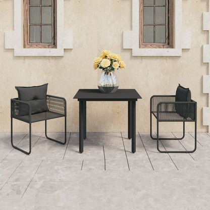 Set da Pranzo da Giardino 3 pz in Rattan PVC Nero - homemem39
