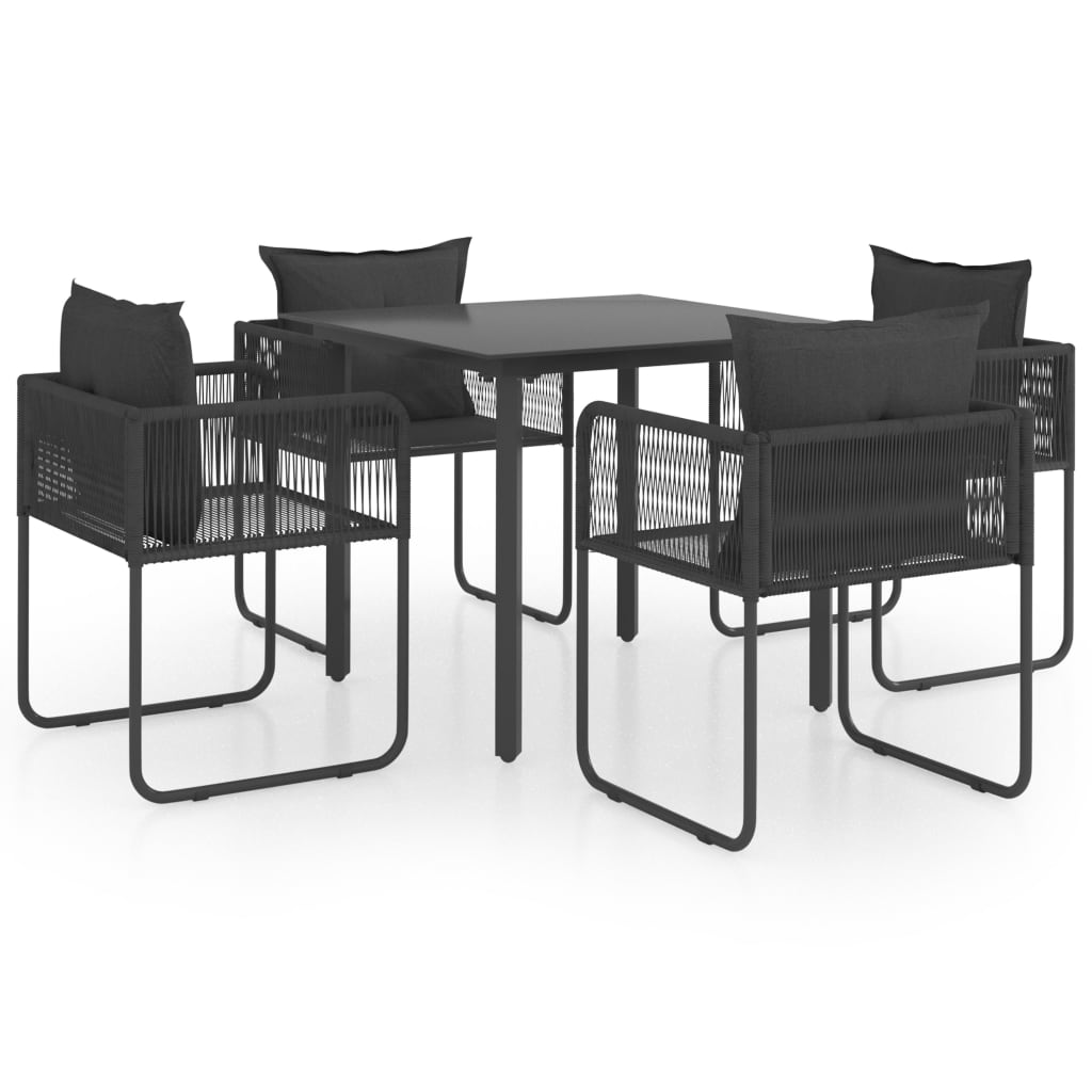 Set da Pranzo da Giardino 5 pz in Rattan PVC Nero - homemem39