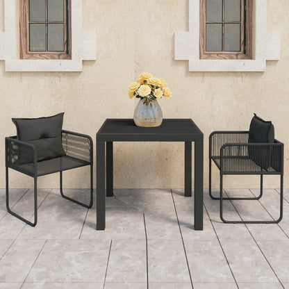 Set da Pranzo da Giardino 3 pz in Rattan PVC Nero