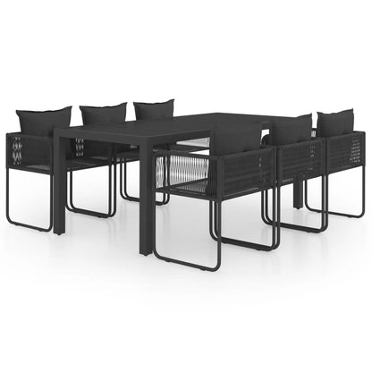 Set da Pranzo da Giardino 7 pz in Rattan PVC Nero - homemem39