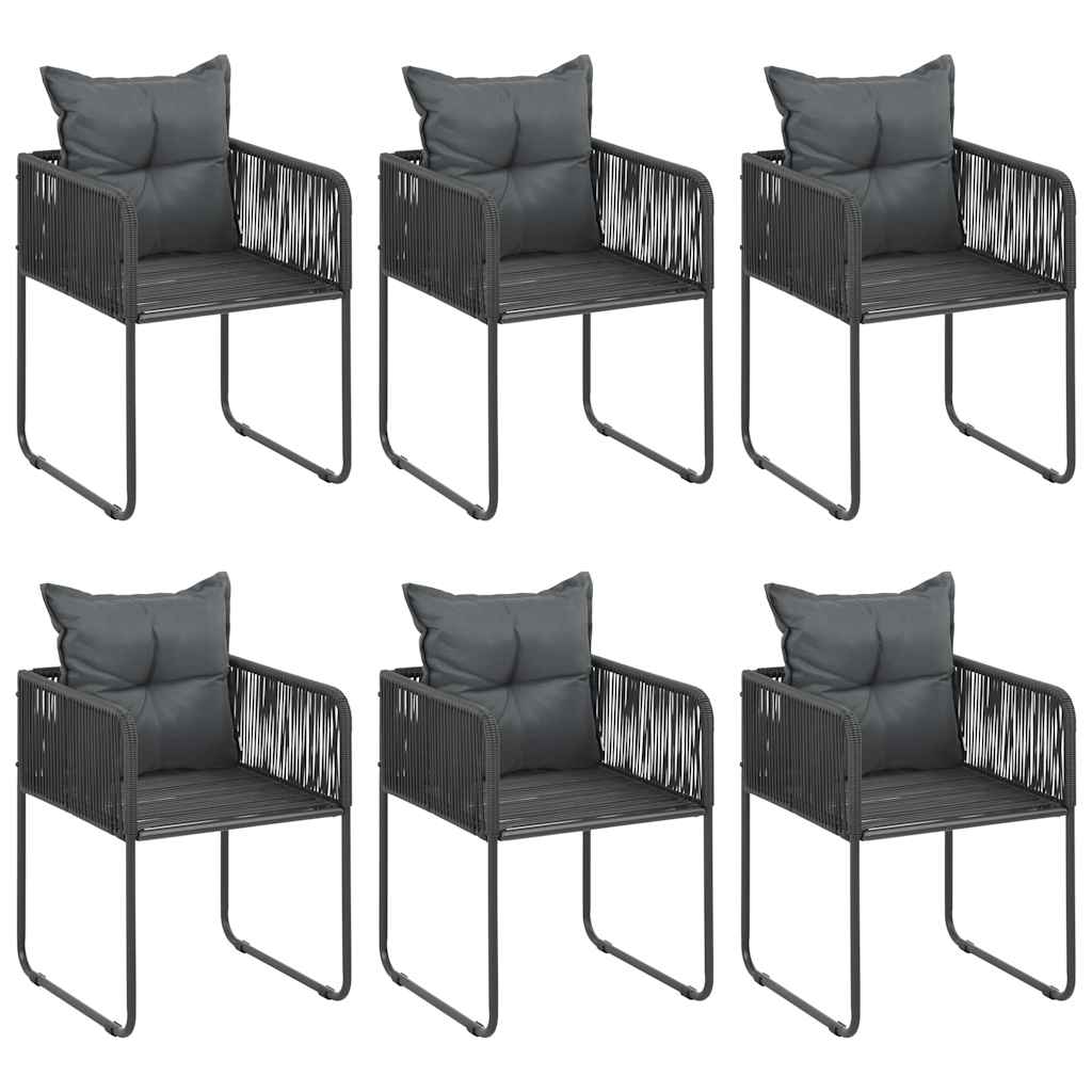 Set da Pranzo da Giardino 7 pz in Rattan PVC Nero | homemem39