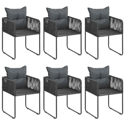 Set da Pranzo da Giardino 7 pz in Rattan PVC Nero | homemem39
