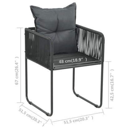 Set da Pranzo da Giardino 7 pz in Rattan PVC Nero - homemem39