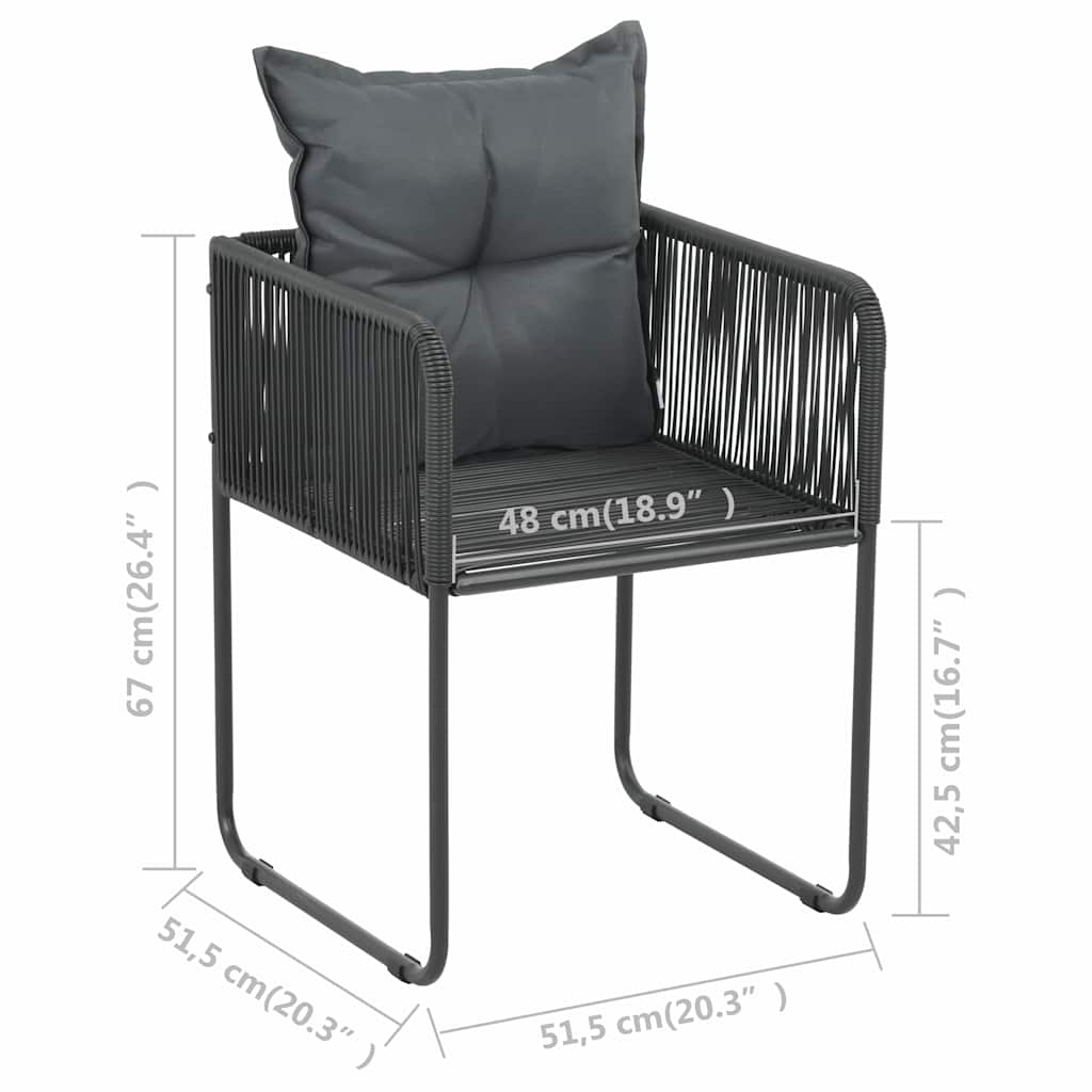 Set da Pranzo da Giardino 3 pz in Rattan PVC Nero e Marrone | homemem39