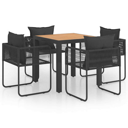 Set da Pranzo da Giardino 5 pz in Rattan PVC Nero e Marrone | homemem39