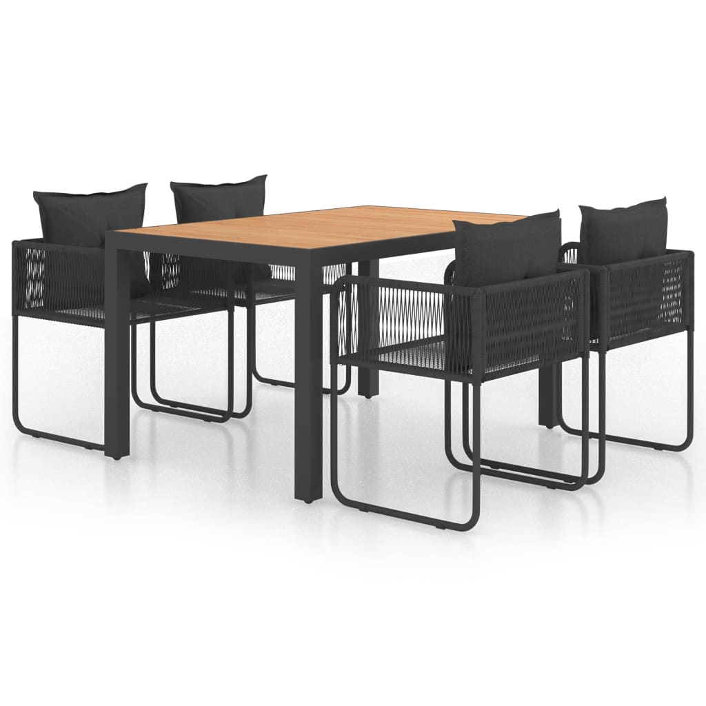 Set da Pranzo da Giardino 5 pz in Rattan PVC Nero e Marrone - homemem39