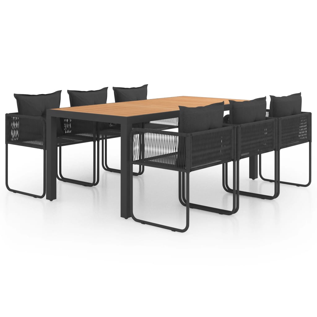 Set da Pranzo da Giardino 7 pz in Rattan PVC Nero e Marrone - homemem39