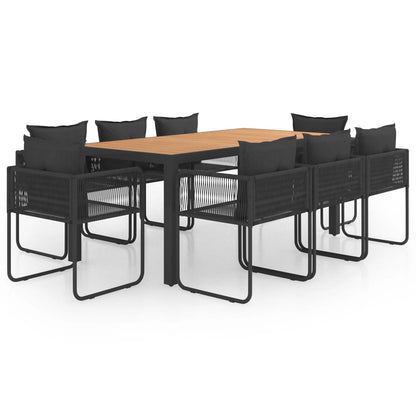 Set da Pranzo da Giardino 9 pz in Rattan PVC Nero e Marrone - homemem39