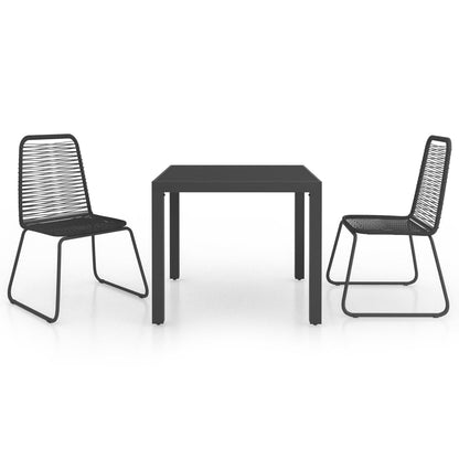 3-piece Garden Dining Set in Black PVC Rattan