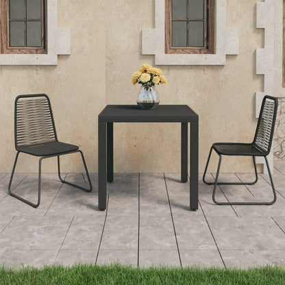 Set da Pranzo da Giardino 3 pz in Rattan PVC Nero - homemem39