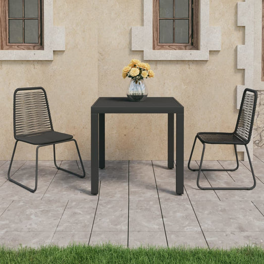 Set da Pranzo da Giardino 3 pz in Rattan PVC Nero - homemem39