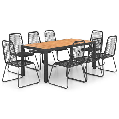 Set da Pranzo da Giardino 9 pz in Rattan PVC Nero e Marrone | homemem39