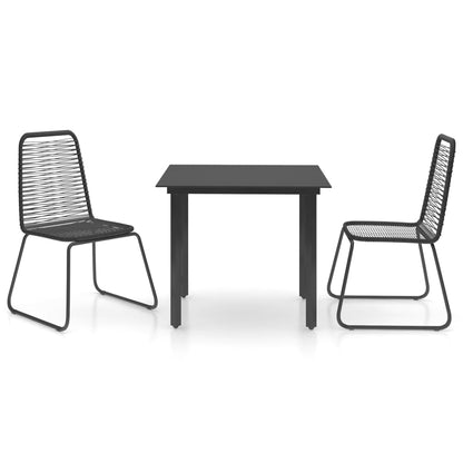 Set da Pranzo da Giardino 3 pz in Rattan PVC Nero - homemem39