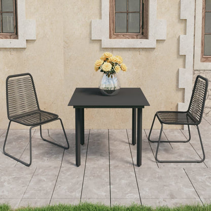 Set da Pranzo da Giardino 3 pz in Rattan PVC Nero - homemem39