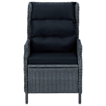 Set da Pranzo da Giardino 9pz e Cuscini Polyrattan Grigio Scuro | homemem39