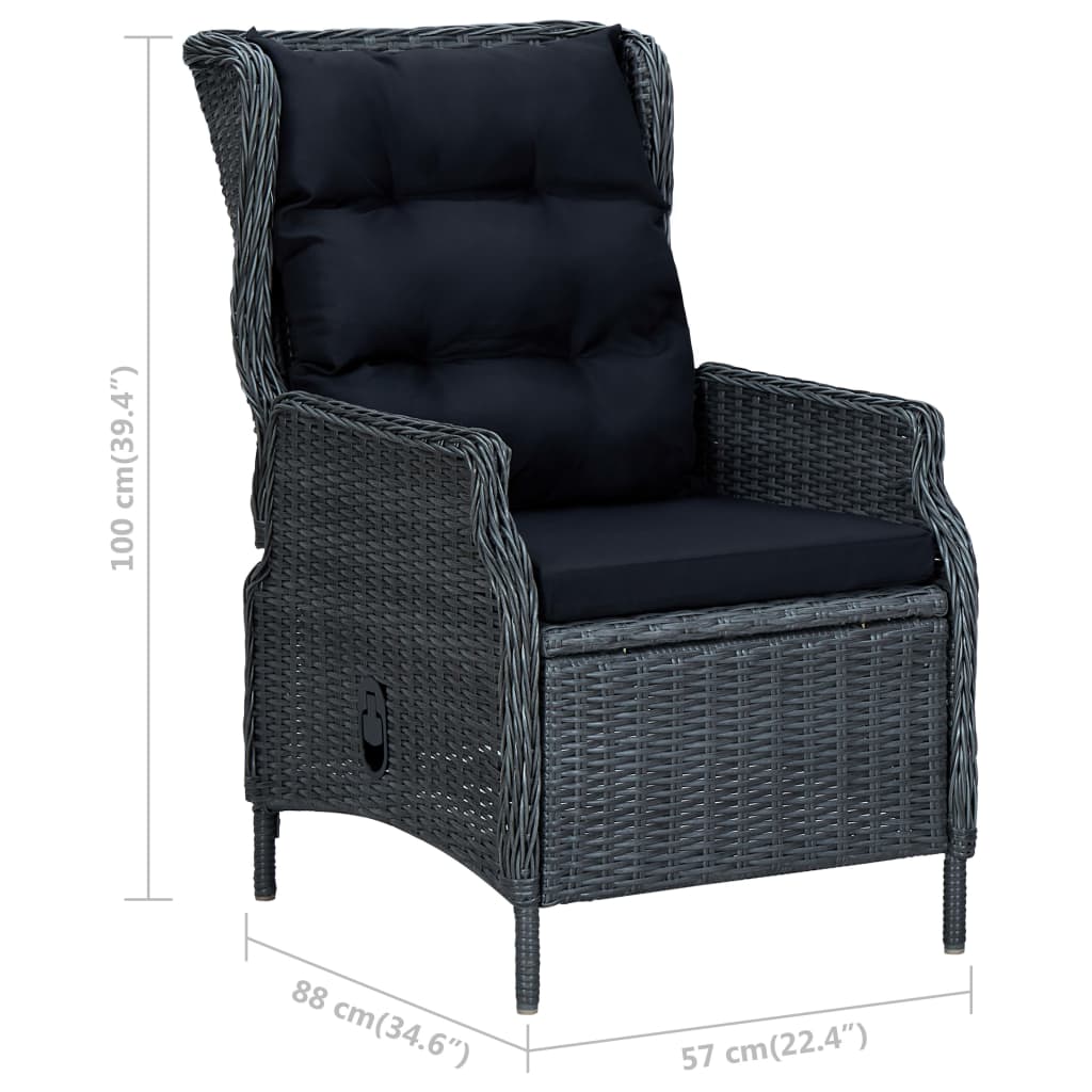 Set da Pranzo da Giardino 9pz e Cuscini Polyrattan Grigio Scuro | homemem39