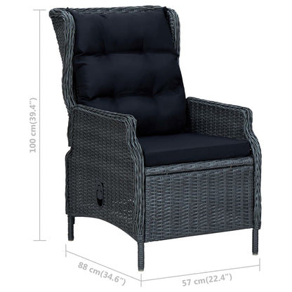 Set da Pranzo da Giardino 9pz e Cuscini Polyrattan Grigio Scuro | homemem39
