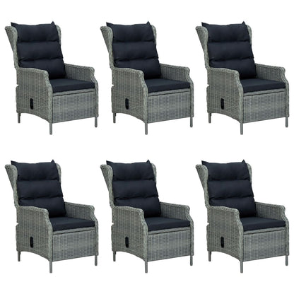 Set Pranzo da Giardino 7pz con Cuscini Polyrattan Grigio Chiaro | homemem39
