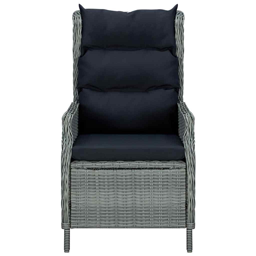 Set Pranzo da Giardino 7pz con Cuscini Polyrattan Grigio Chiaro