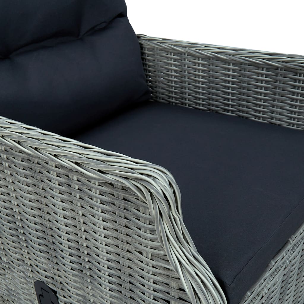 Set Pranzo da Giardino 7pz con Cuscini Polyrattan Grigio Chiaro | homemem39